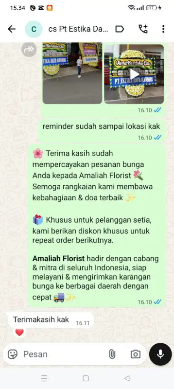 Testimonial Papan Bunga duka WAKATOBI